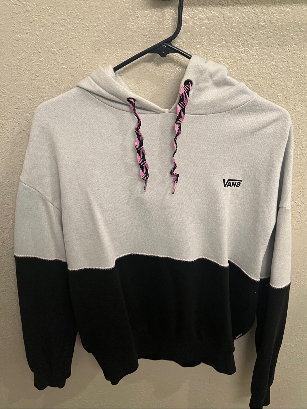 Vans White Hoodie with Black Logo Trim